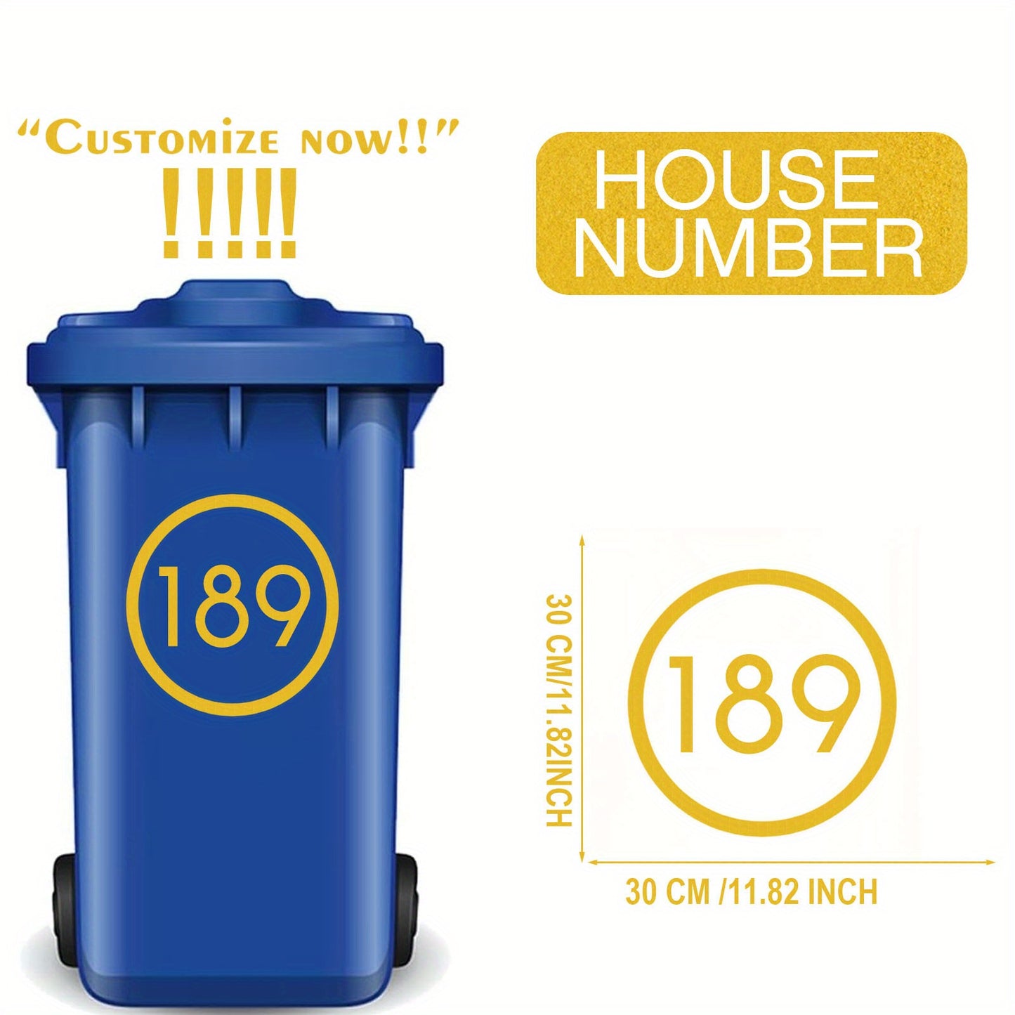 Custom Reflective Wheelie Bin Numbers - Personalized Sticky Labels with House & Street Name, Durable PET Material