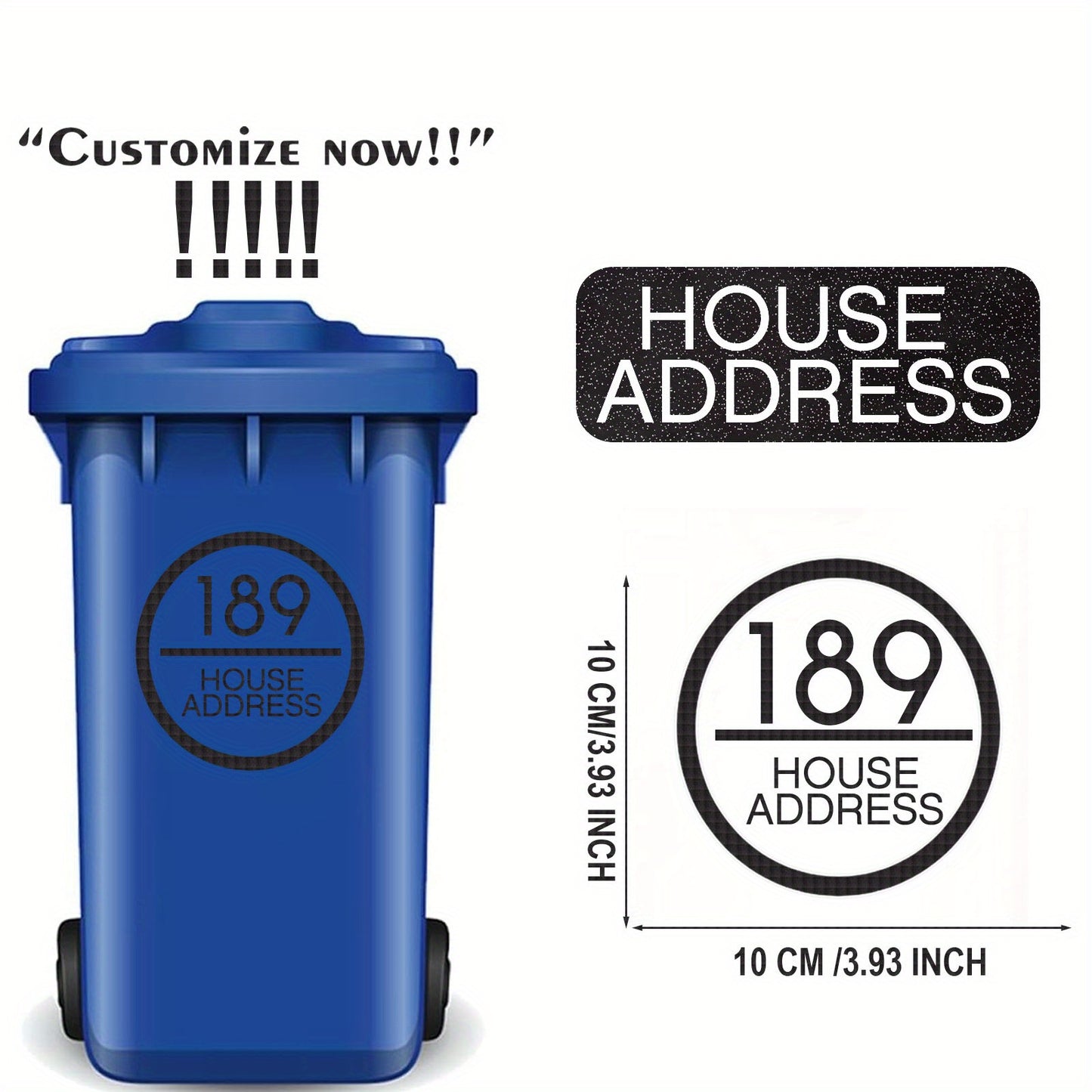 Custom Reflective Wheelie Bin Numbers - Personalized Sticky Labels with House & Street Name, Durable PET Material