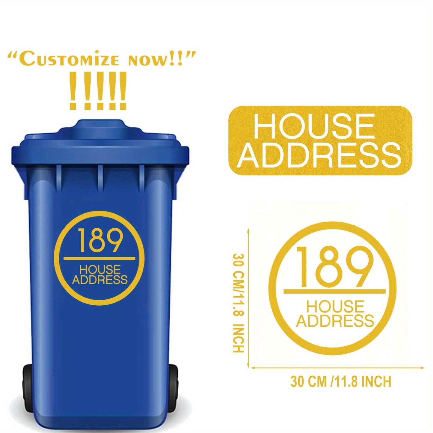 Custom Reflective Wheelie Bin Numbers - Personalized Sticky Labels with House & Street Name, Durable PET Material