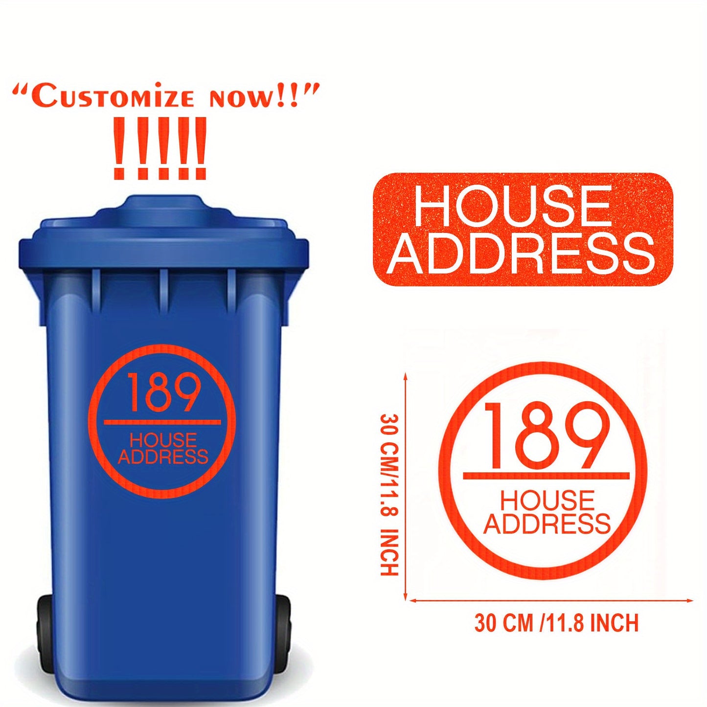 Custom Reflective Wheelie Bin Numbers - Personalized Sticky Labels with House & Street Name, Durable PET Material