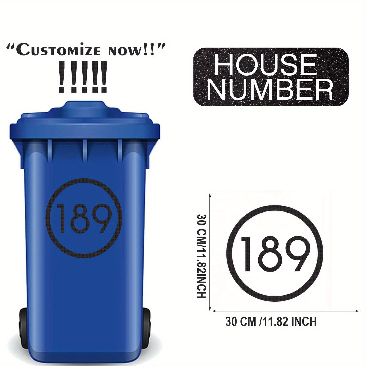 Custom Reflective Wheelie Bin Numbers - Personalized Sticky Labels with House & Street Name, Durable PET Material