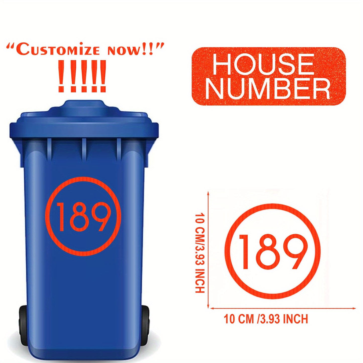 Custom Reflective Wheelie Bin Numbers - Personalized Sticky Labels with House & Street Name, Durable PET Material