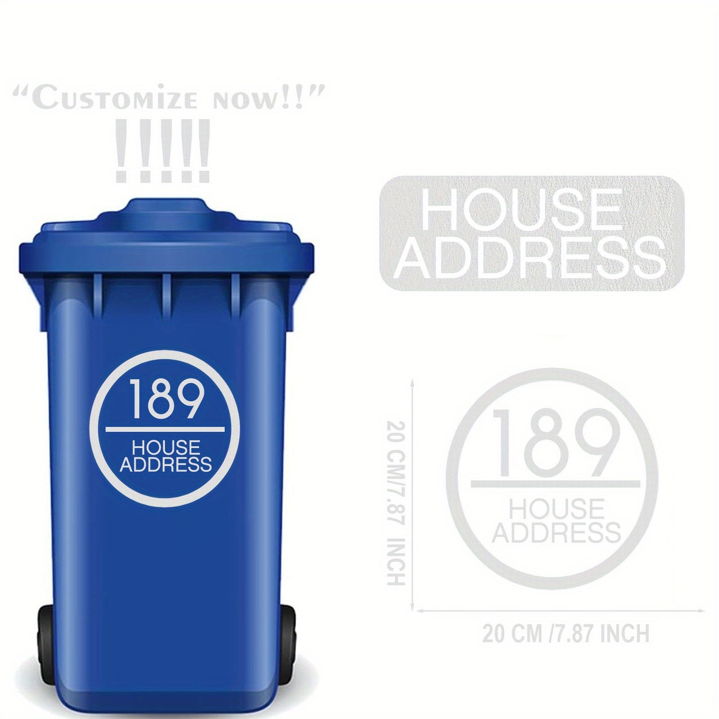 Custom Reflective Wheelie Bin Numbers - Personalized Sticky Labels with House & Street Name, Durable PET Material