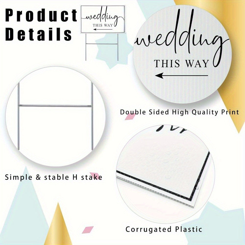 3pcs Wedding Direction Arrow Signs with H Stakes – Double-Sided, Waterproof Lawn Decorations