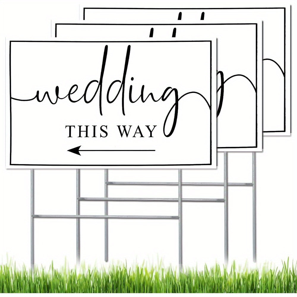 3pcs Wedding Direction Arrow Signs with H Stakes – Double-Sided, Waterproof Lawn Decorations