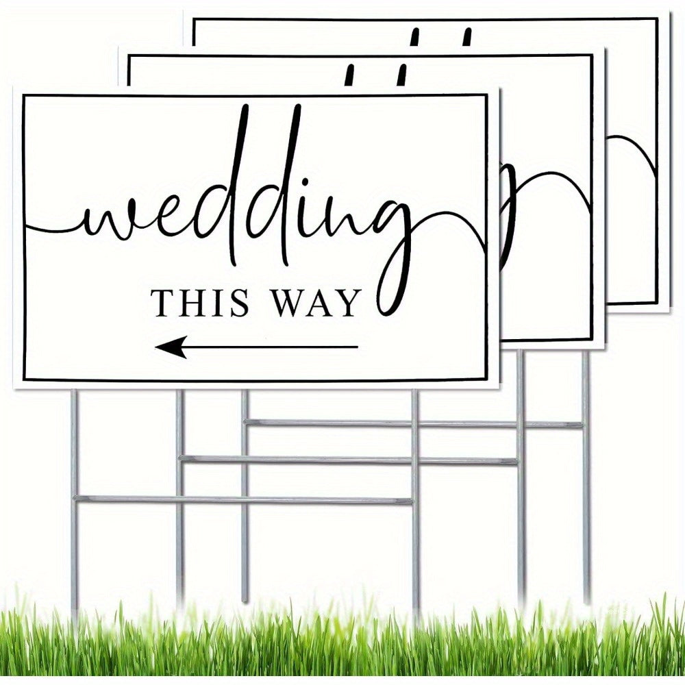 3pcs Wedding Direction Arrow Signs with H Stakes – Double-Sided, Waterproof Lawn Decorations
