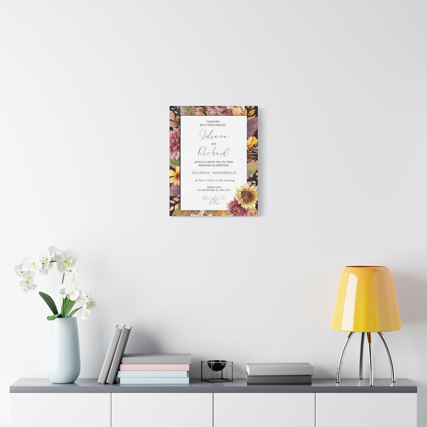 Floral Wedding Invitation Canvas Print