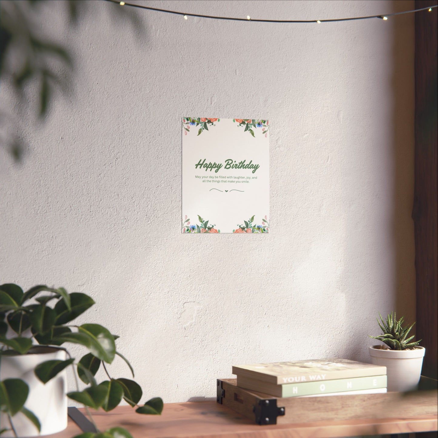 Happy Birthday Vertical Poster - Floral Design, Matte Finish, Perfect for Celebrations