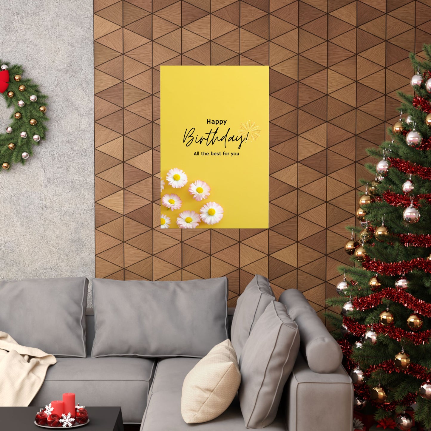 Happy Birthday Matte Poster - Bright Floral Design
