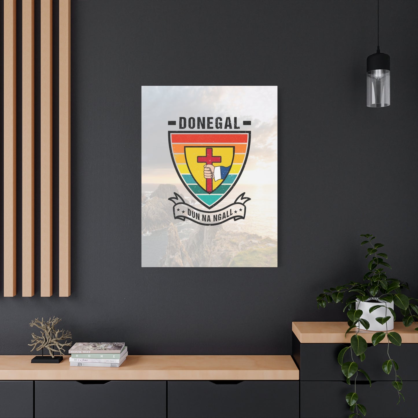 Donegal County Crest Canvas Wall Art – Stretched Matte Print with Vibrant Design.