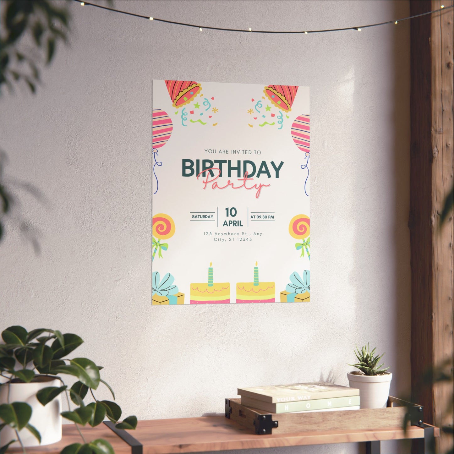 Birthday Party Matte Vertical Poster - Colorful Celebration Decor