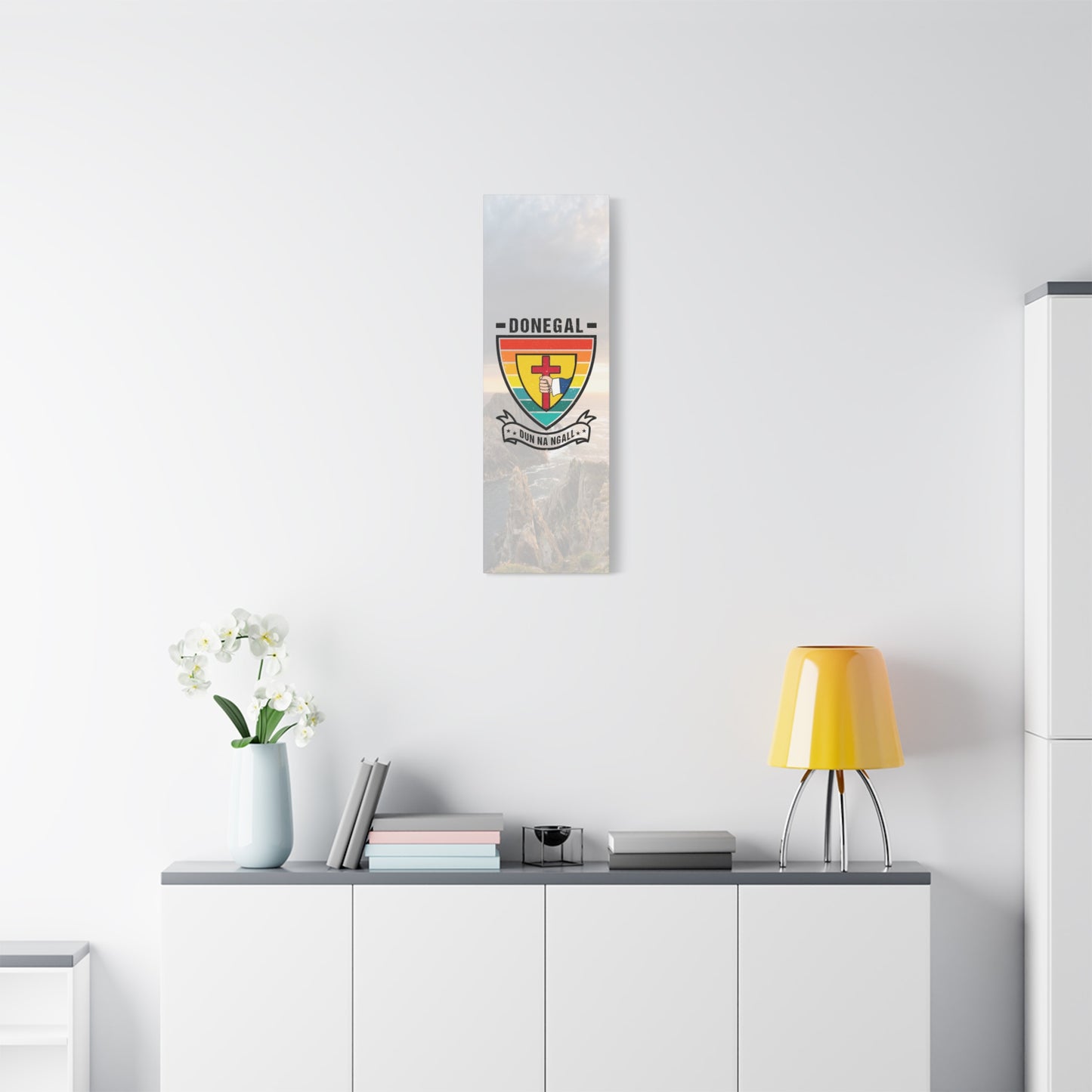 Donegal County Crest Canvas Wall Art – Stretched Matte Print with Vibrant Design.