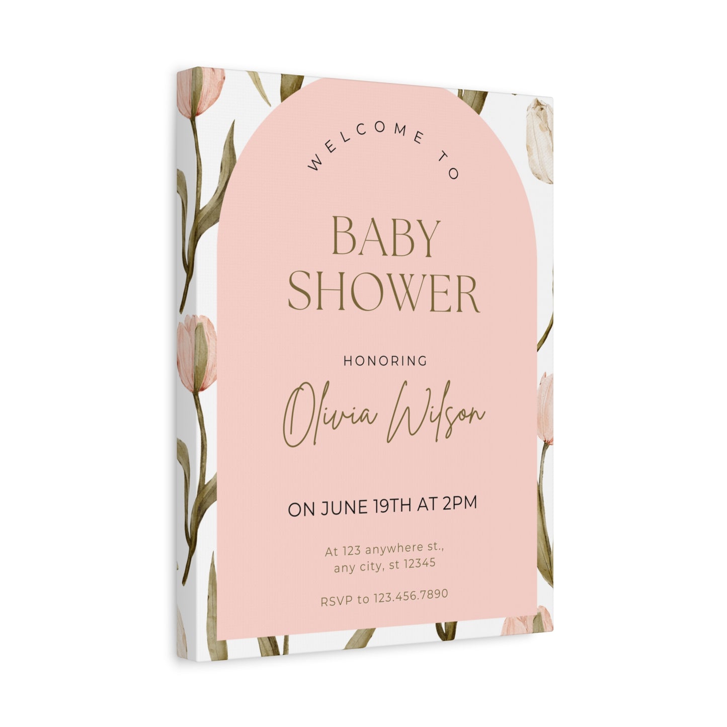 Baby Shower Welcome Canvas - Personalized Floral Wall Art