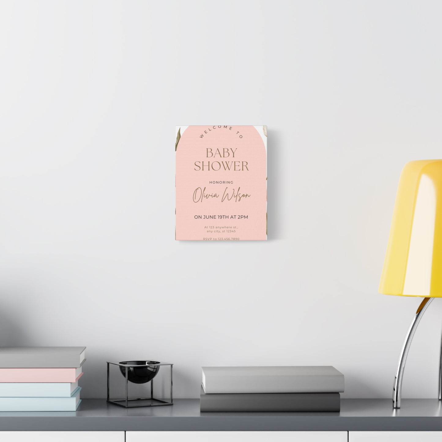 Baby Shower Welcome Canvas - Personalized Floral Wall Art