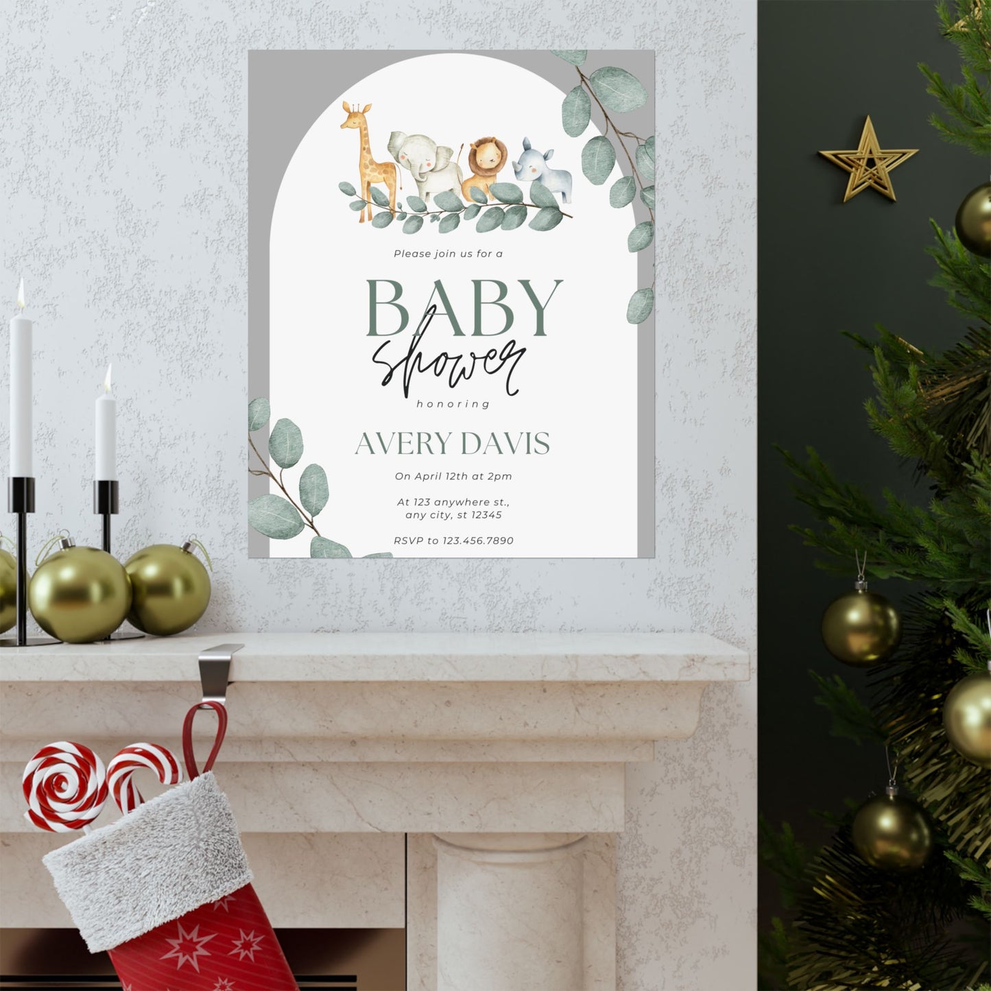 Whimsical Baby Shower Matte Vertical Poster - Personalized Decor