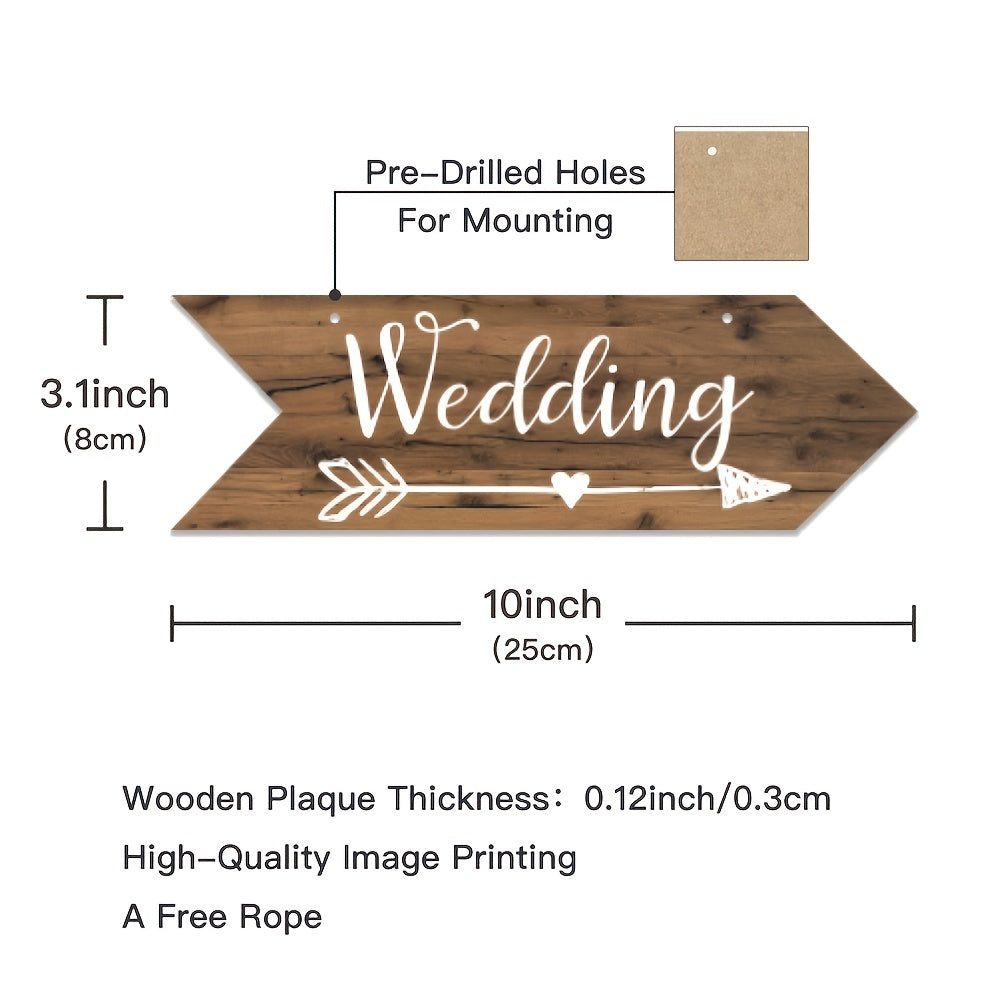 Wedding Arrow Wooden Plate – Welcome Guide Board for Wedding Scene, Sweet Love Hanging Sign
