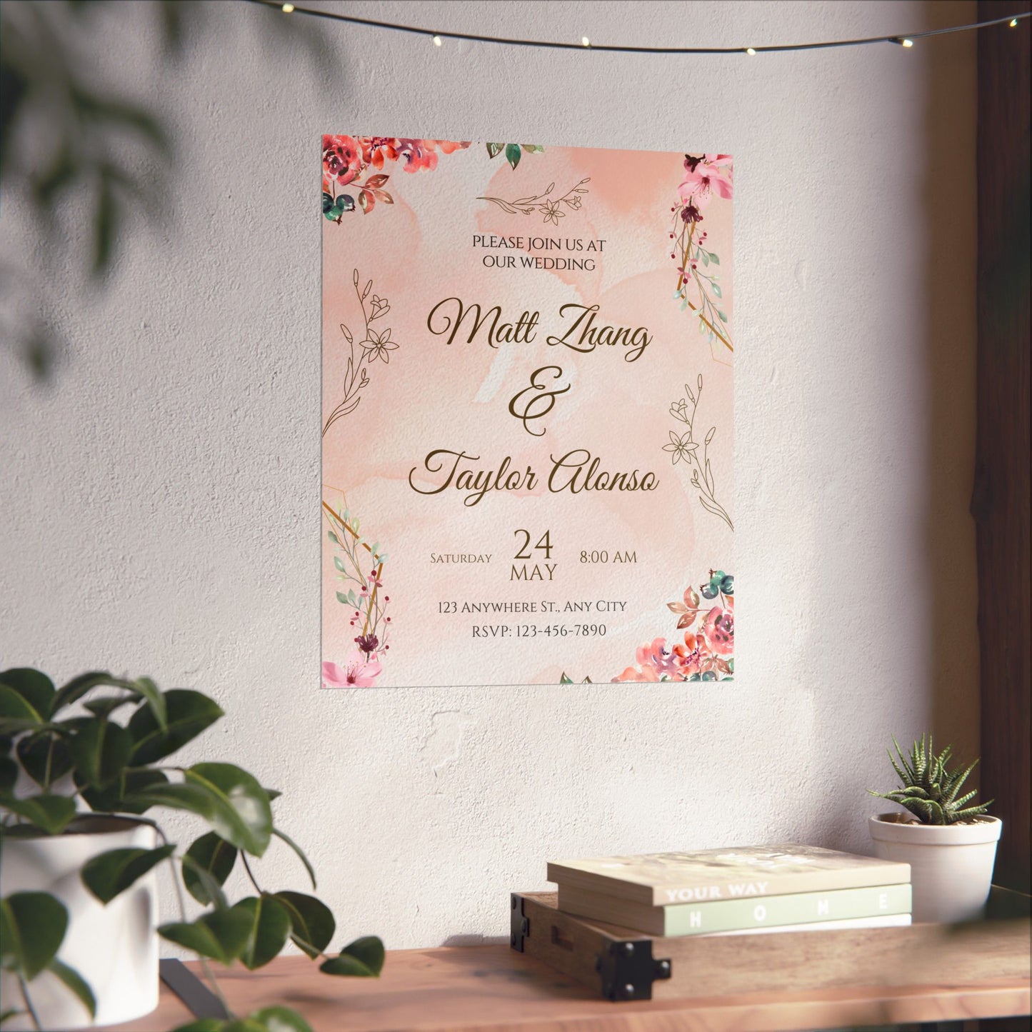 Elegant Wedding Invitation Posters - Personalized Floral Design