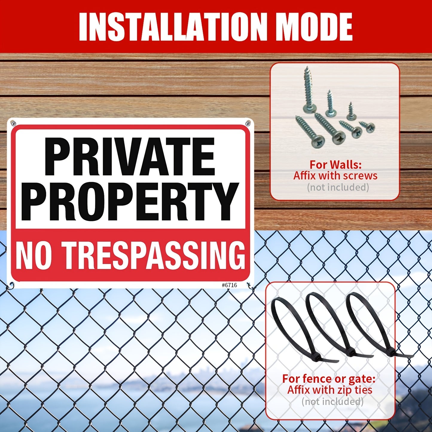 4pcs Private Property No Trespassing Signs