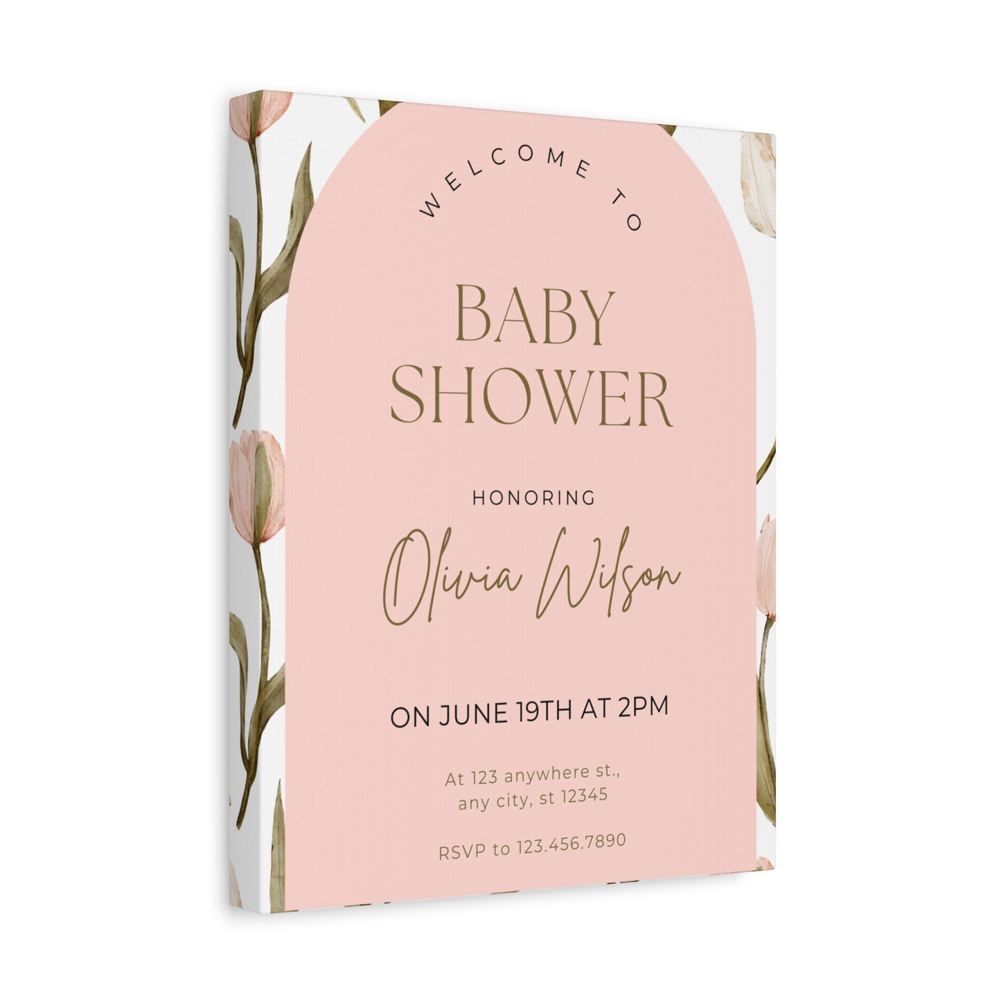Baby Shower Welcome Canvas - Personalized Floral Wall Art