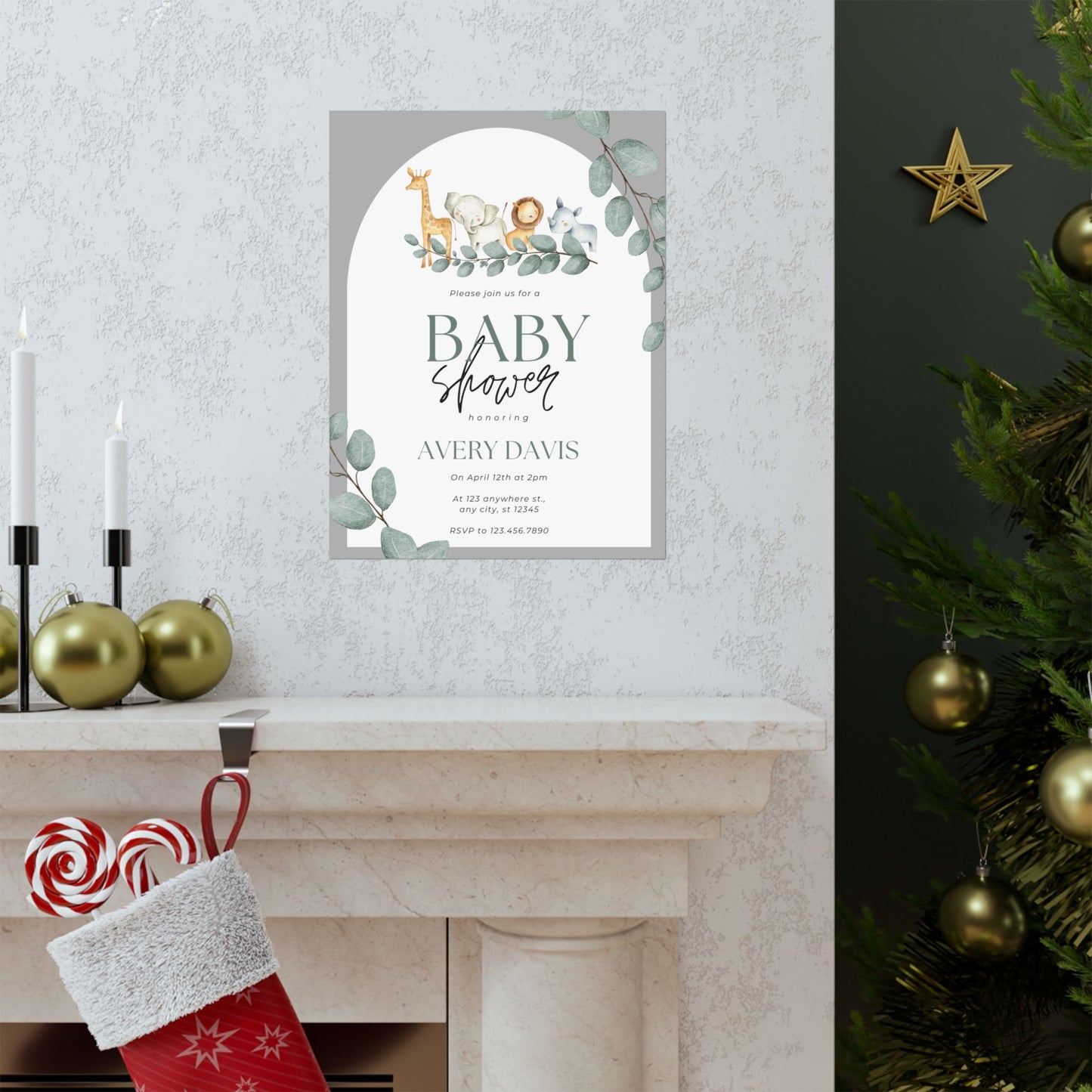 Whimsical Baby Shower Matte Vertical Poster - Personalized Decor