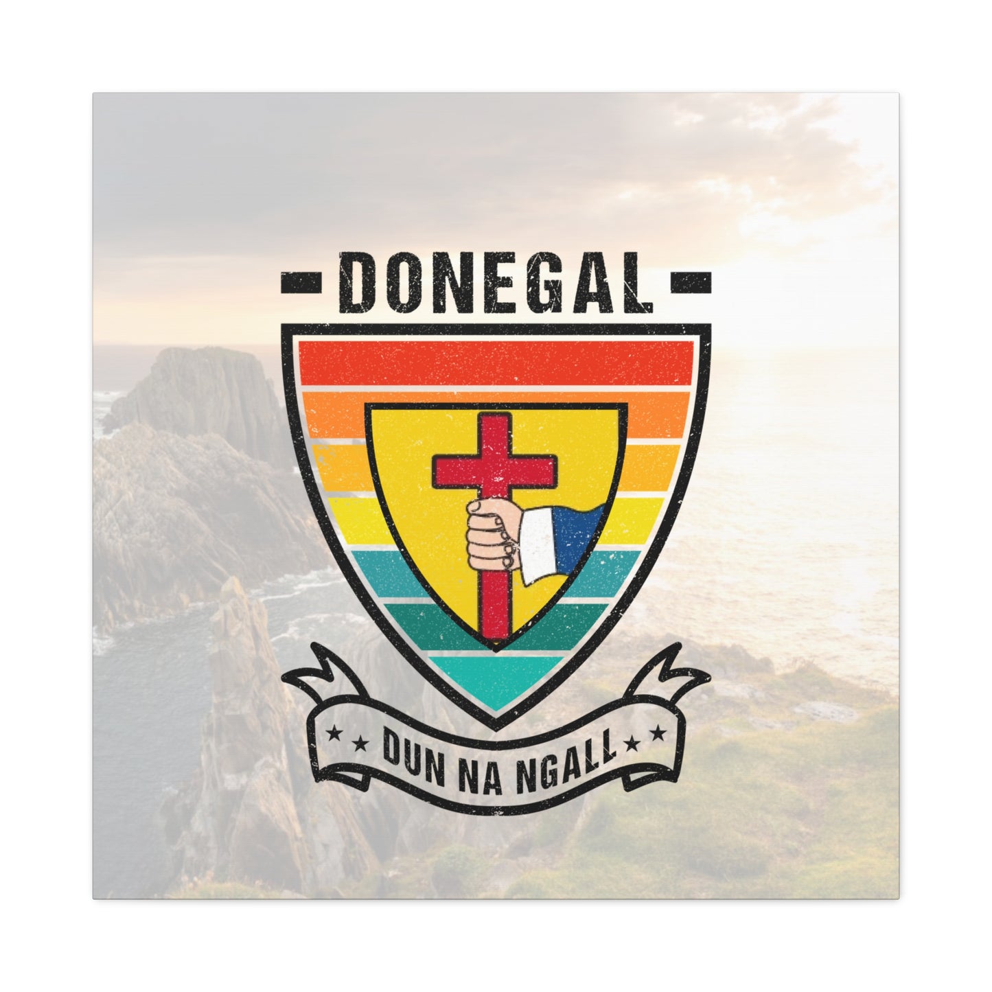 Donegal County Crest Canvas Wall Art – Stretched Matte Print with Vibrant Design.