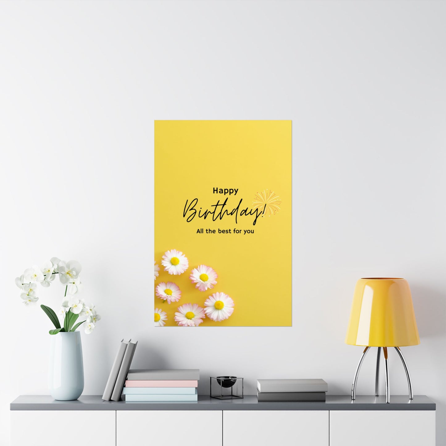 Happy Birthday Matte Poster - Bright Floral Design