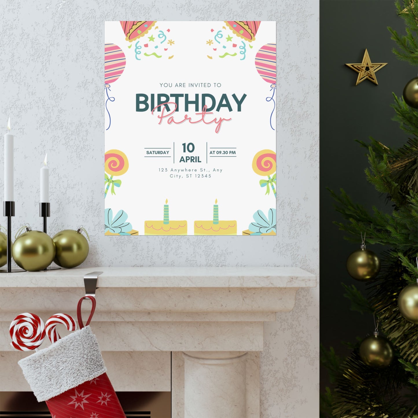 Birthday Party Matte Vertical Poster - Colorful Celebration Decor