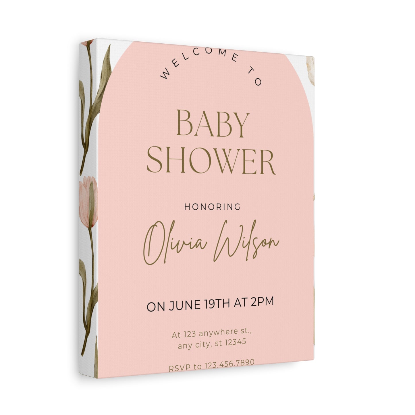 Baby Shower Welcome Canvas - Personalized Floral Wall Art