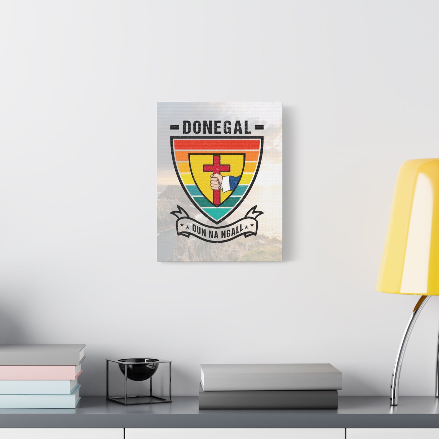 Donegal County Crest Canvas Wall Art – Stretched Matte Print with Vibrant Design.