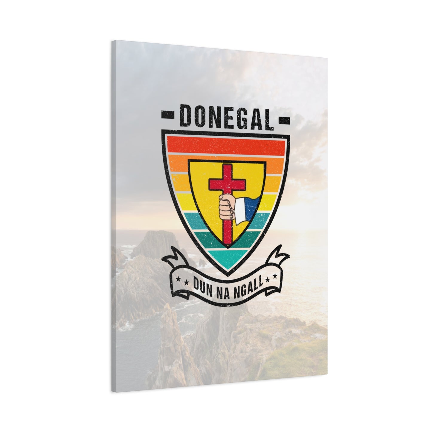 Donegal County Crest Canvas Wall Art – Stretched Matte Print with Vibrant Design.