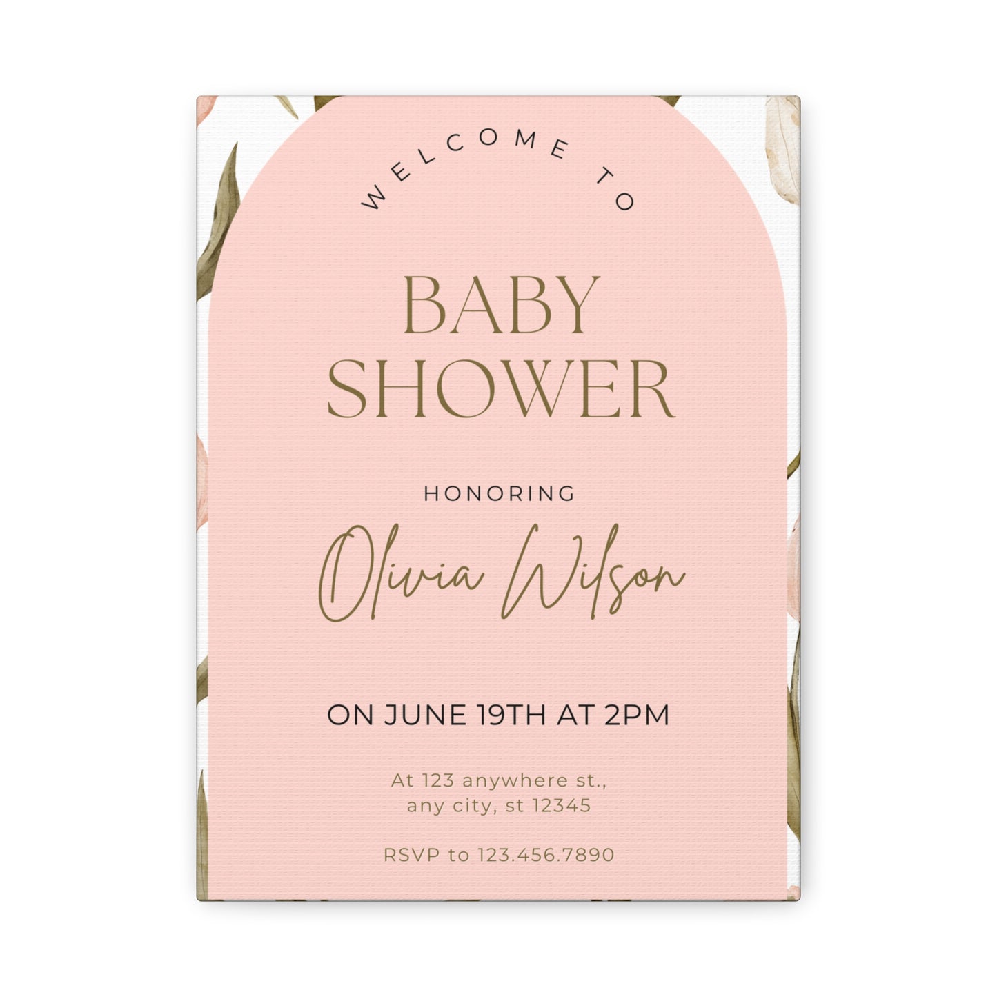 Baby Shower Welcome Canvas - Personalized Floral Wall Art