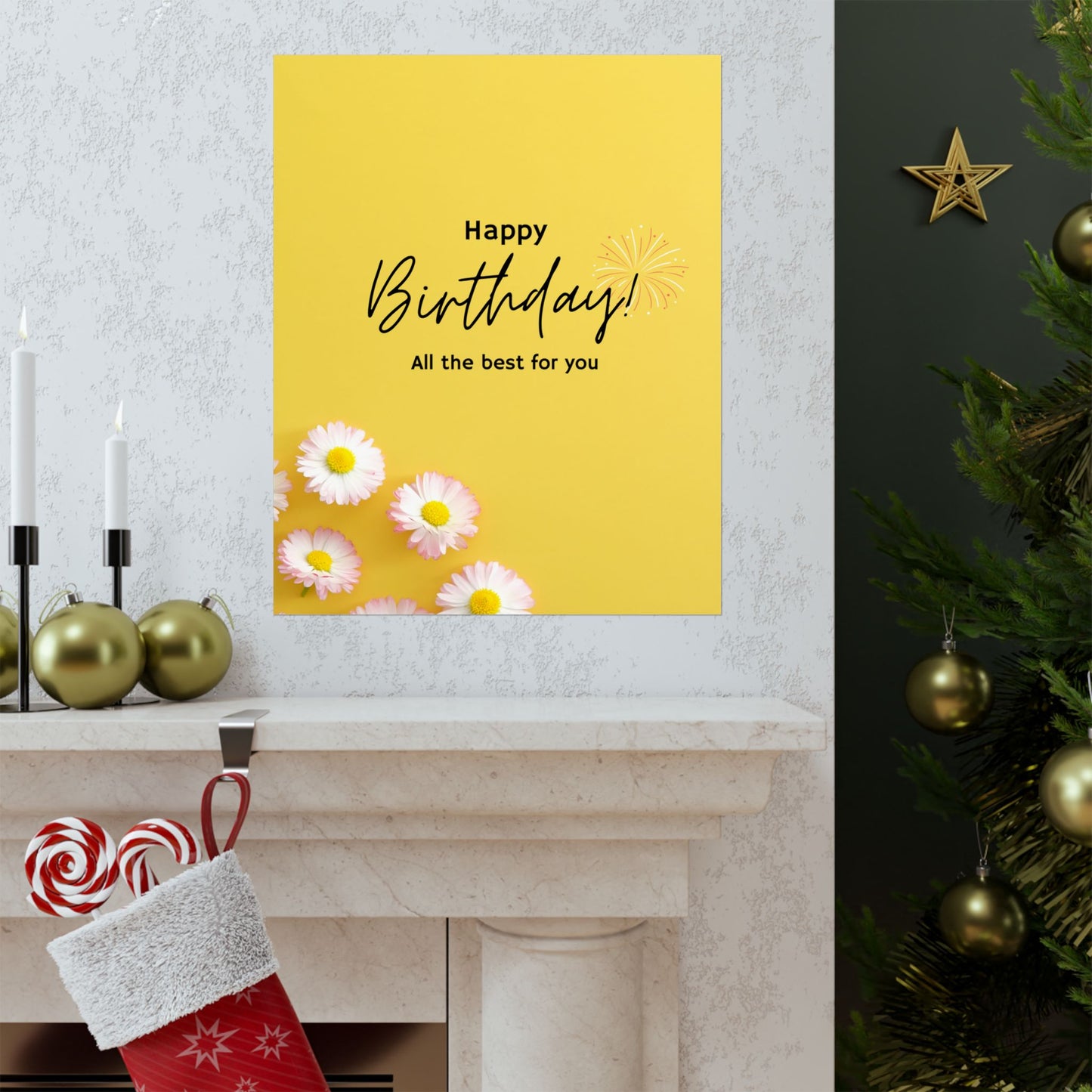 Happy Birthday Matte Poster - Bright Floral Design