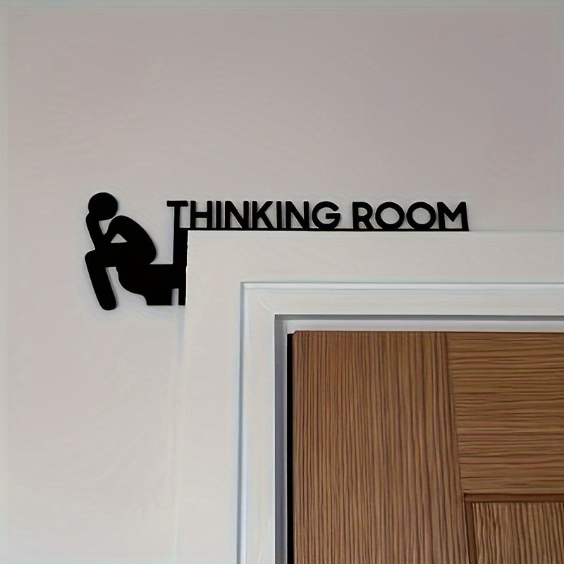 "Add a Touch of Fun: Charming Black Wooden Bathroom Door Frame Decor"