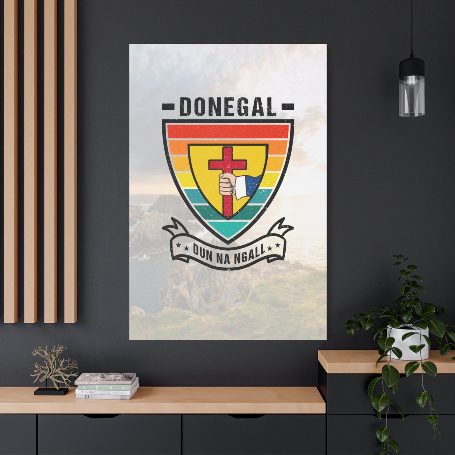 Donegal County Crest Canvas Wall Art – Stretched Matte Print with Vibrant Design.