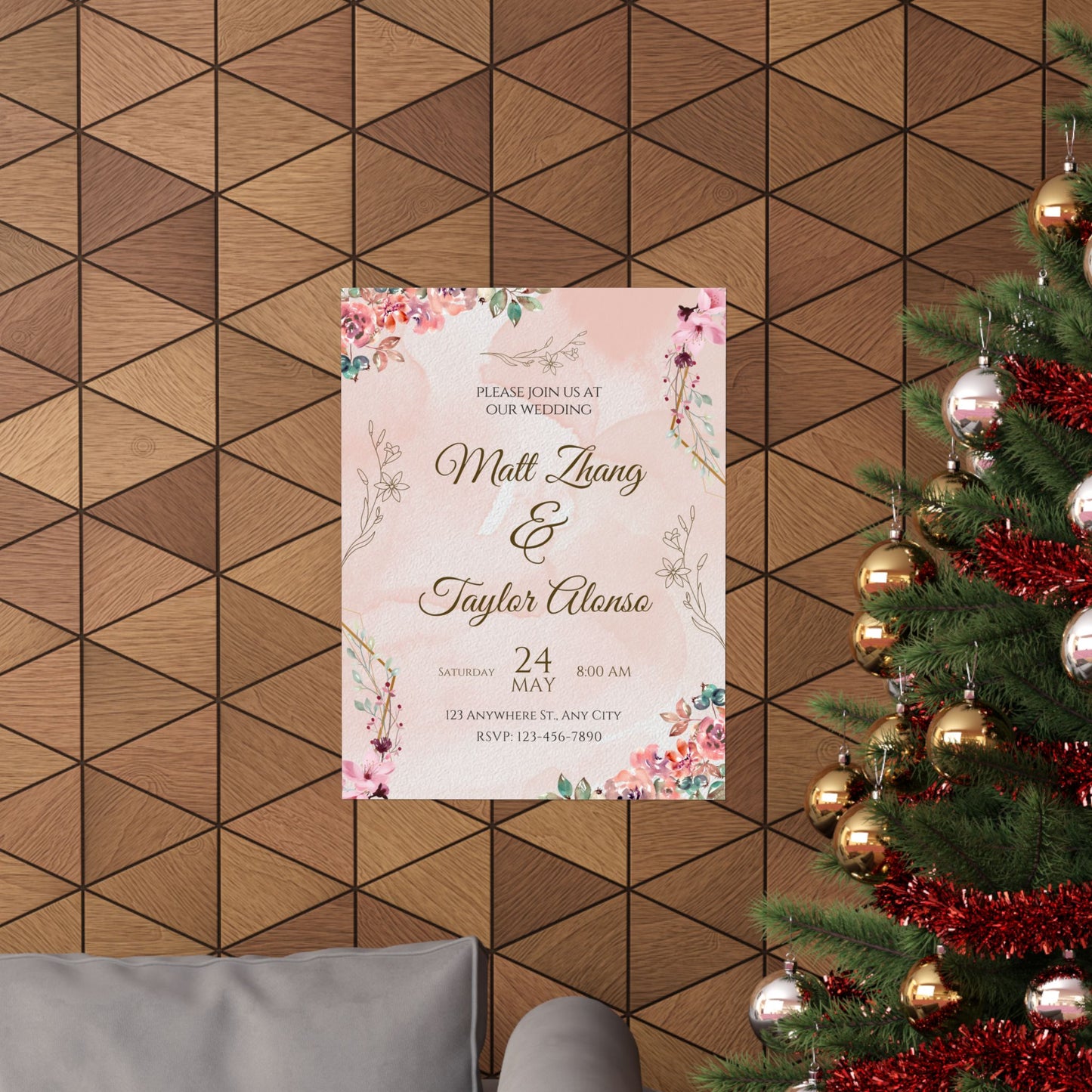 Elegant Wedding Invitation Posters - Personalized Floral Design