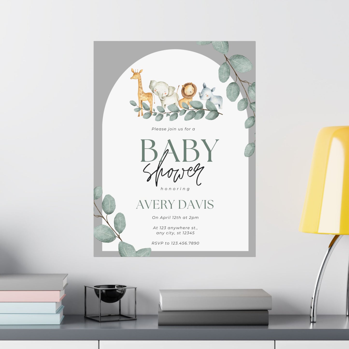 Whimsical Baby Shower Matte Vertical Poster - Personalized Decor