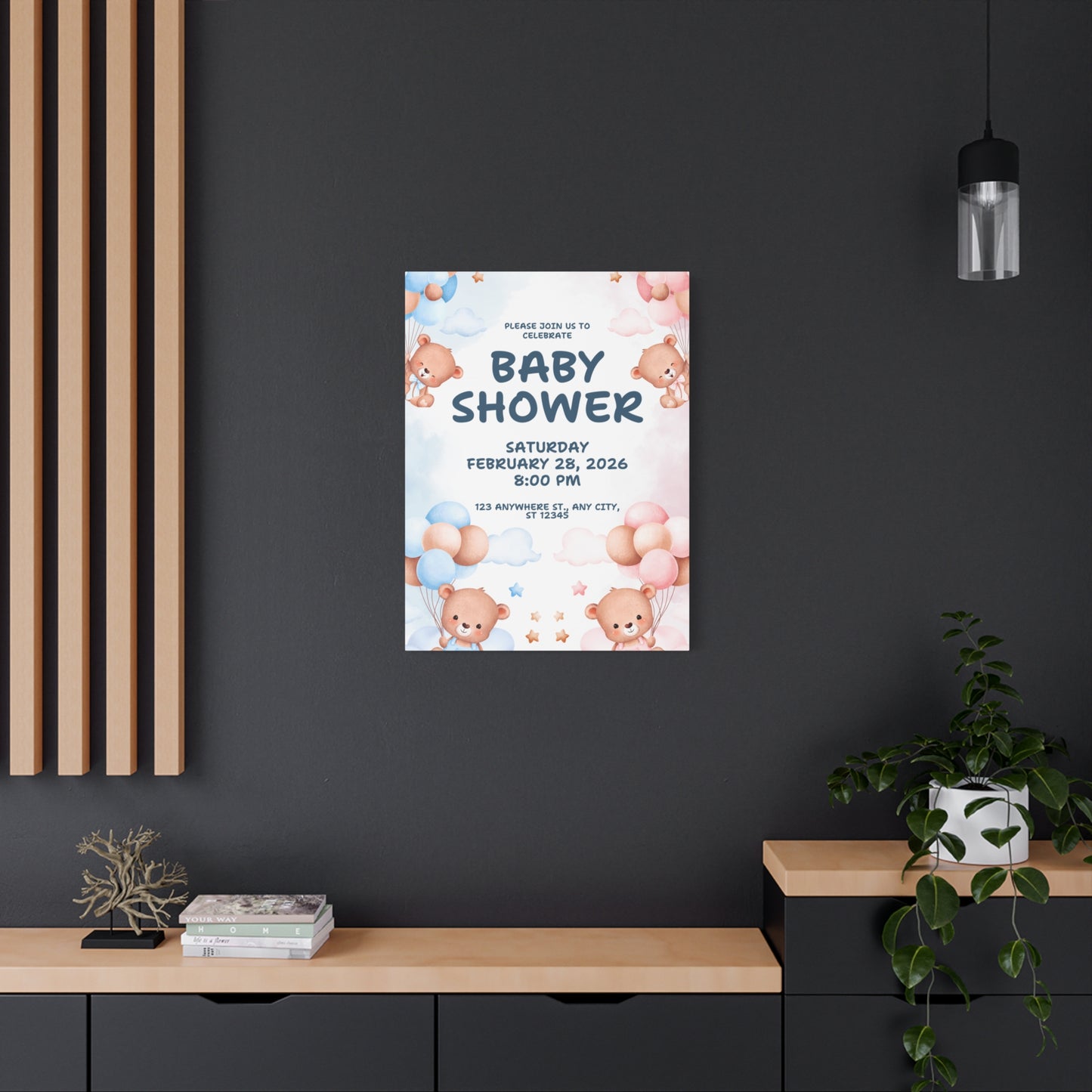Baby Shower Canvas Print - Cute Bear Design for Celebrations