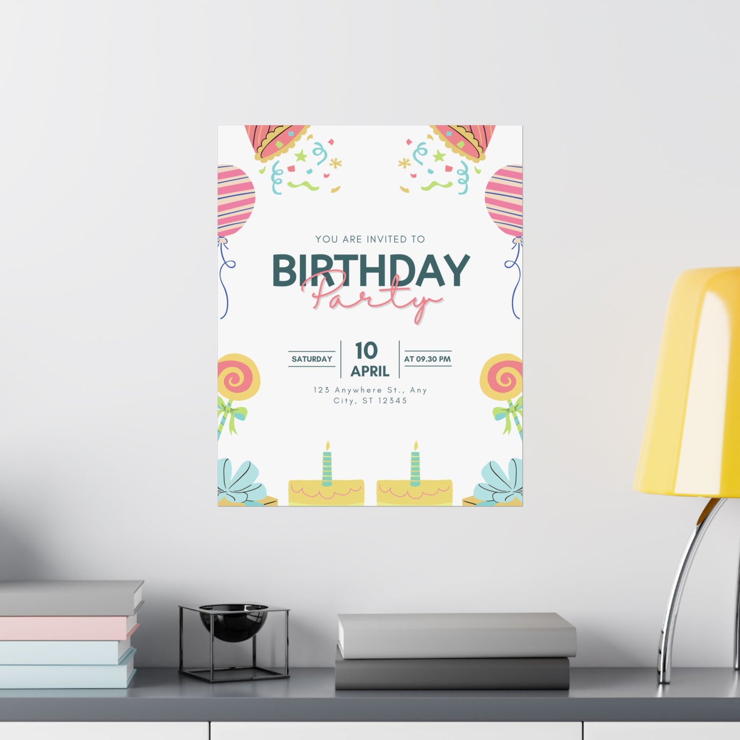 Birthday Party Matte Vertical Poster - Colorful Celebration Decor