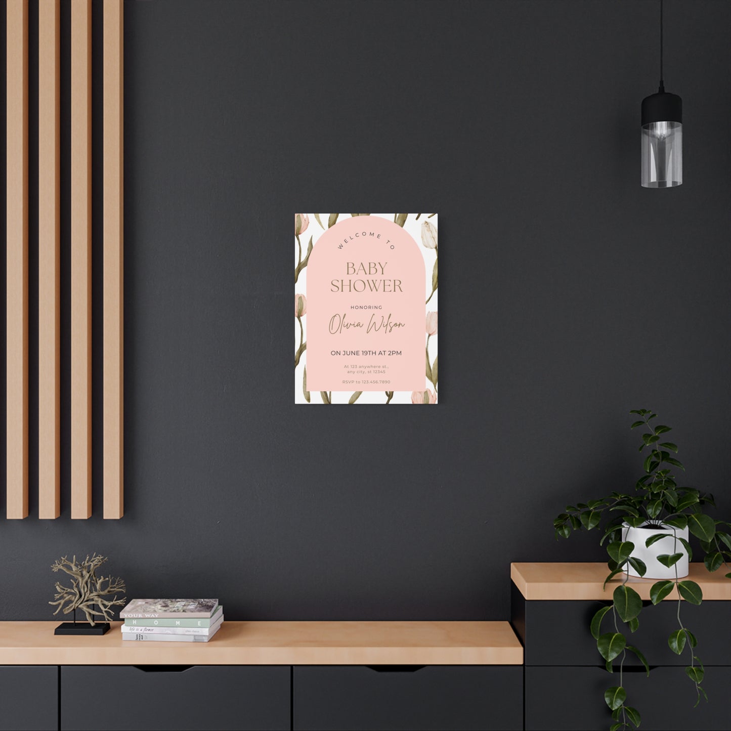 Baby Shower Welcome Canvas - Personalized Floral Wall Art