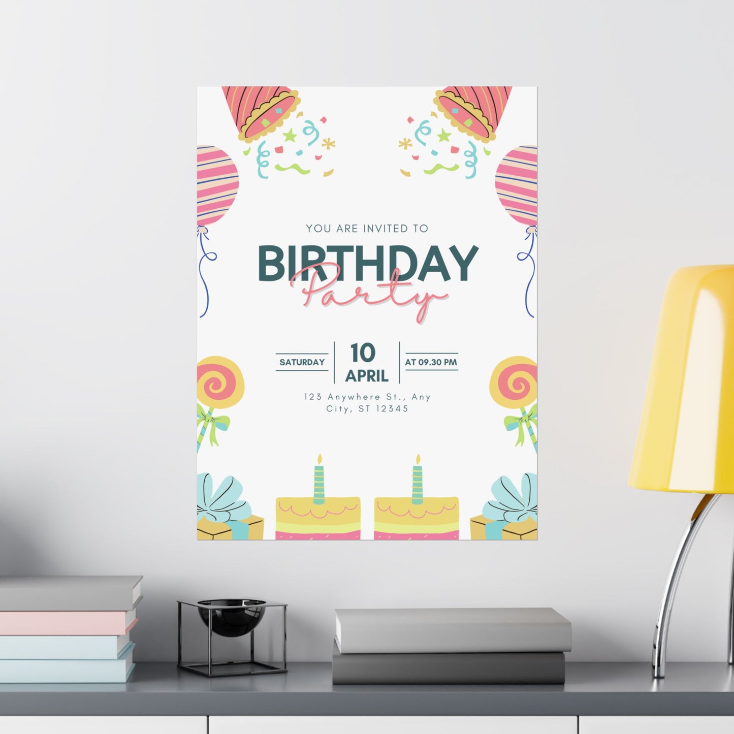 Birthday Party Matte Vertical Poster - Colorful Celebration Decor
