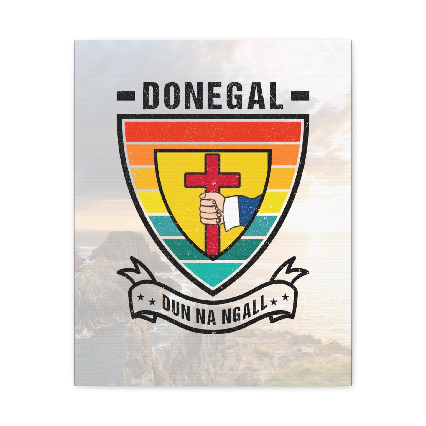 Donegal County Crest Canvas Wall Art – Stretched Matte Print with Vibrant Design.