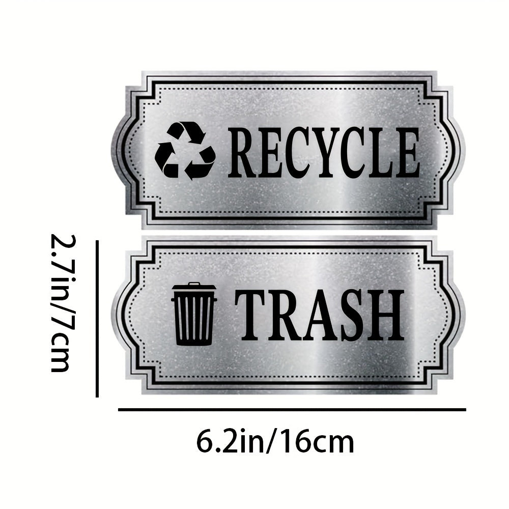 2pcs Recycling & Trash Decal Stickers – Elegant Brushed Silvery Vinyl Decals for Waste Management