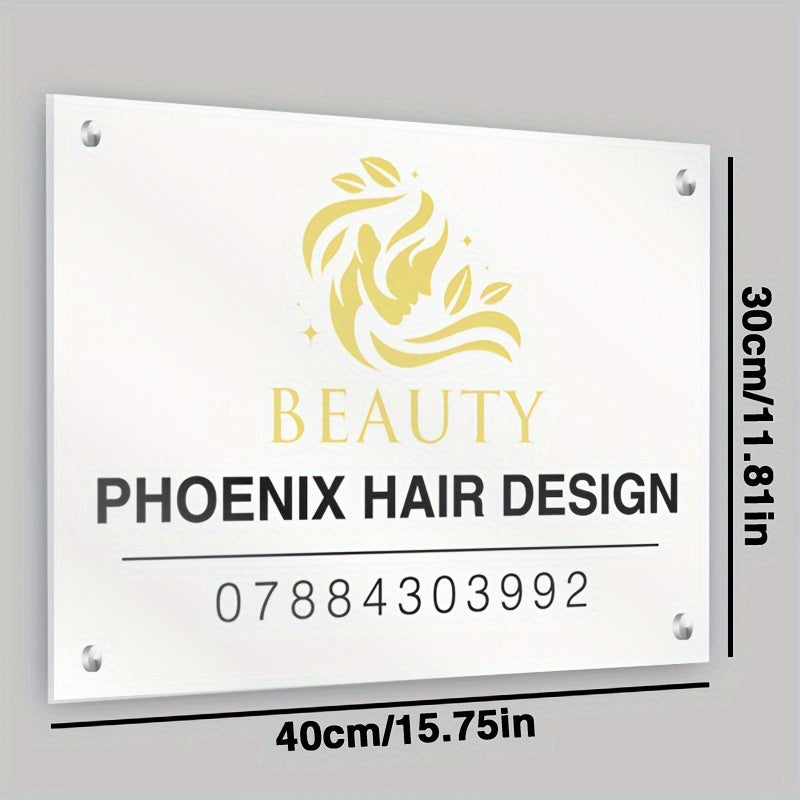 Custom Acrylic Door Sign with Logo & Text – Ideal for Hair Salons, Interior Designers & Professional Offices