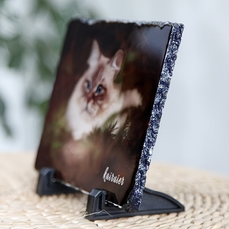 Personalised Square Slate Photo Frame with Stand