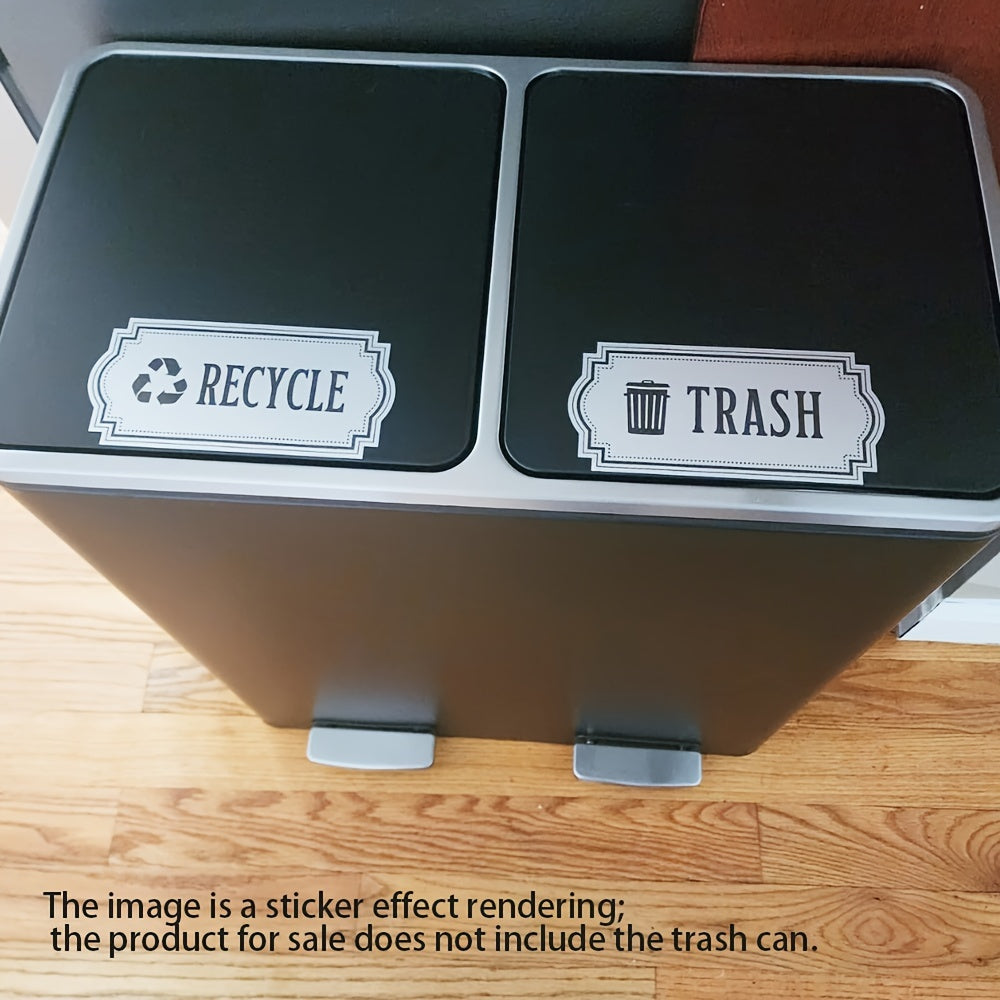 2pcs Recycling & Trash Decal Stickers – Elegant Brushed Silvery Vinyl Decals for Waste Management