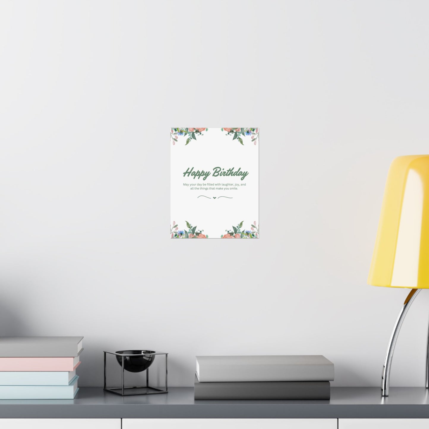 Happy Birthday Vertical Poster - Floral Design, Matte Finish, Perfect for Celebrations