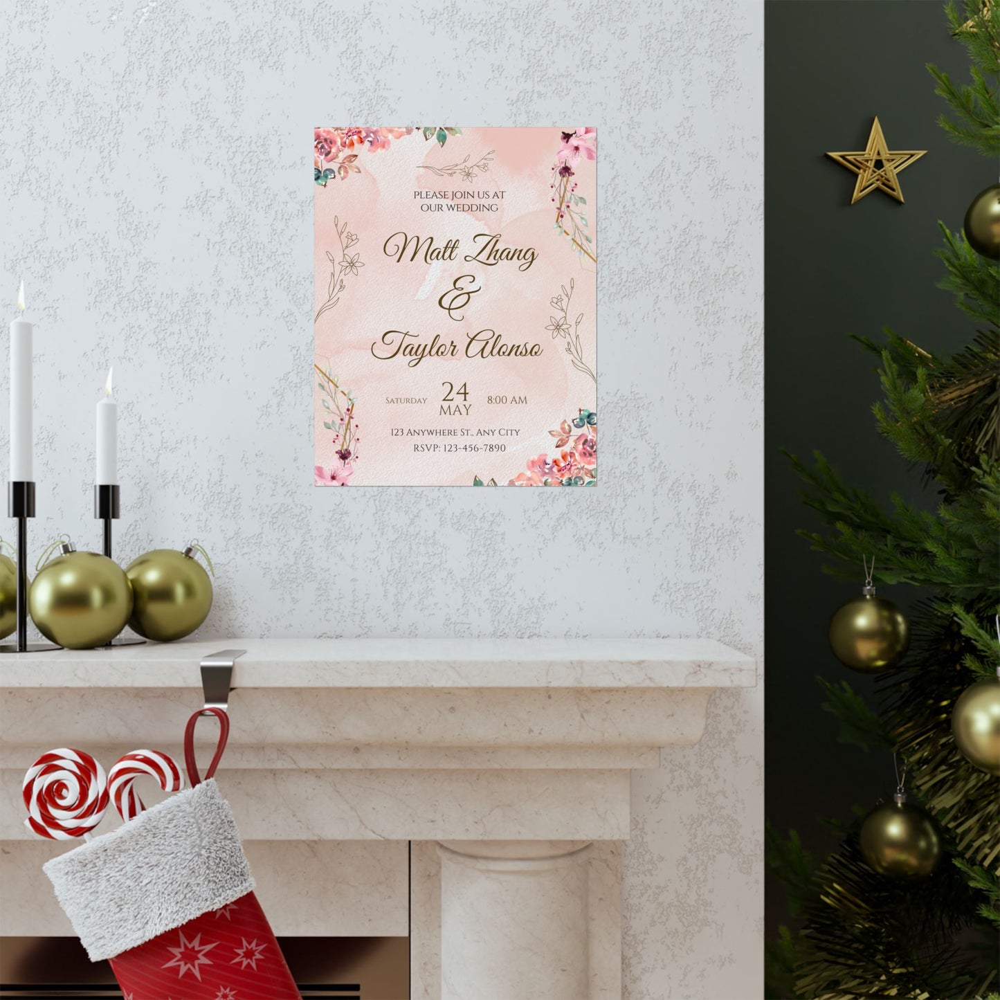 Elegant Wedding Invitation Posters - Personalized Floral Design
