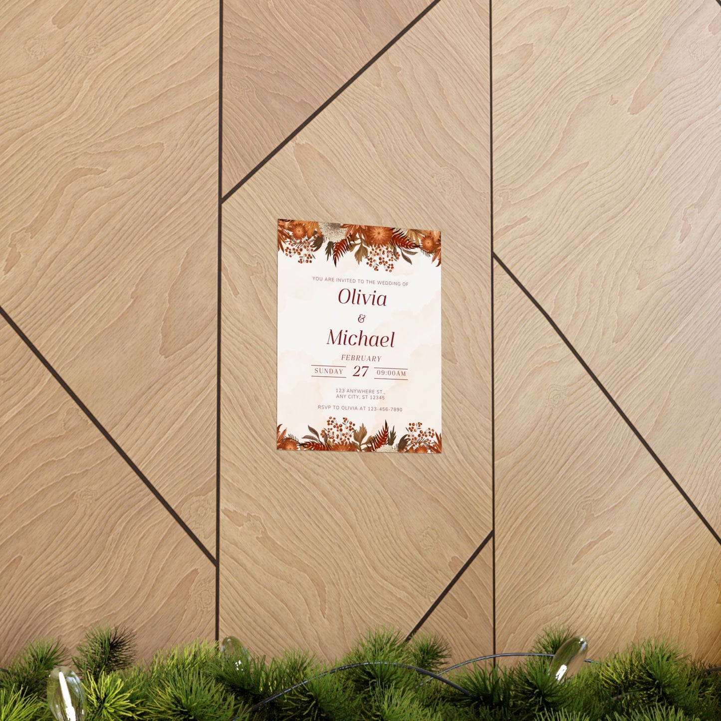 Elegant Floral Wedding Poster | Invite Decor for Olivia & Michael