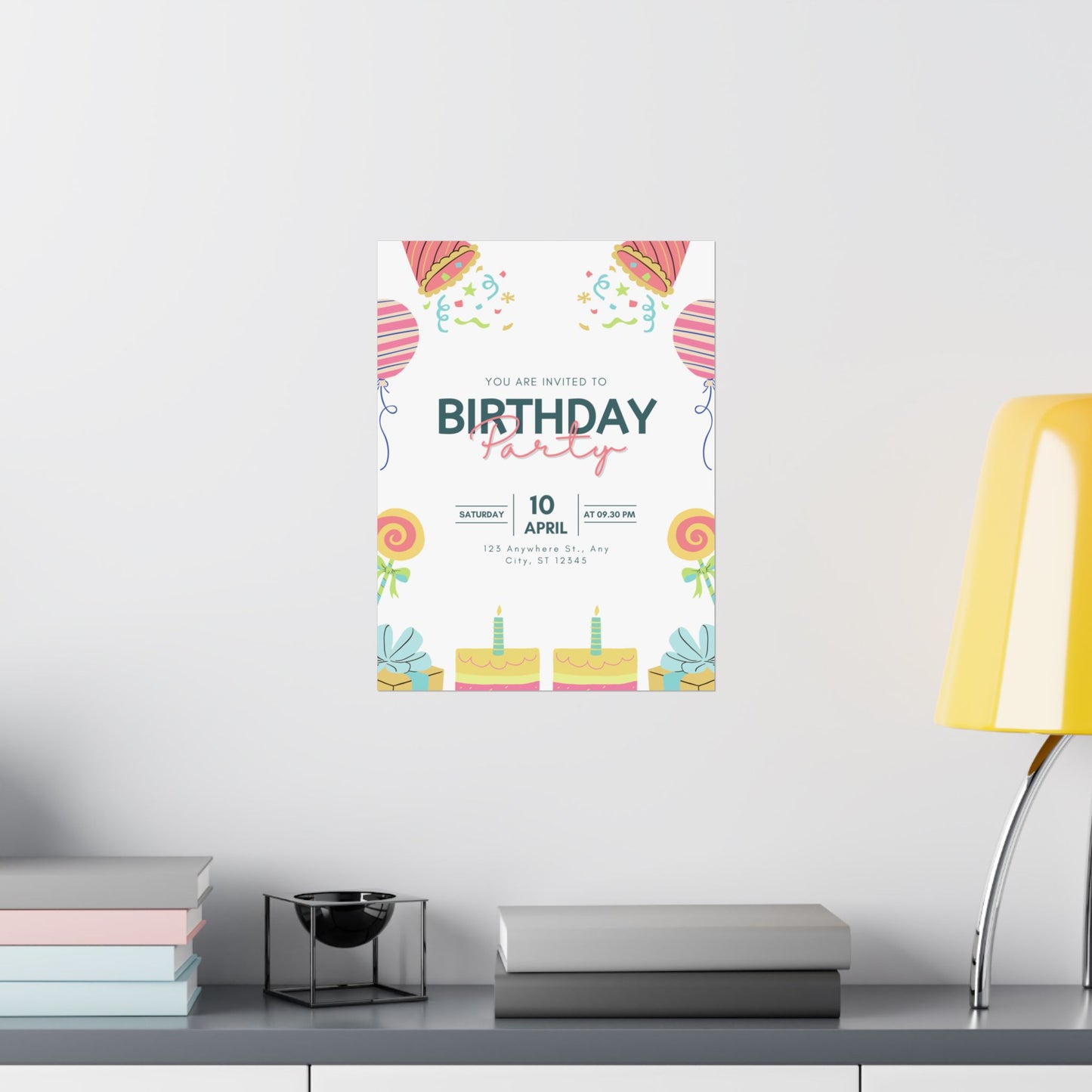 Birthday Party Matte Vertical Poster - Colorful Celebration Decor