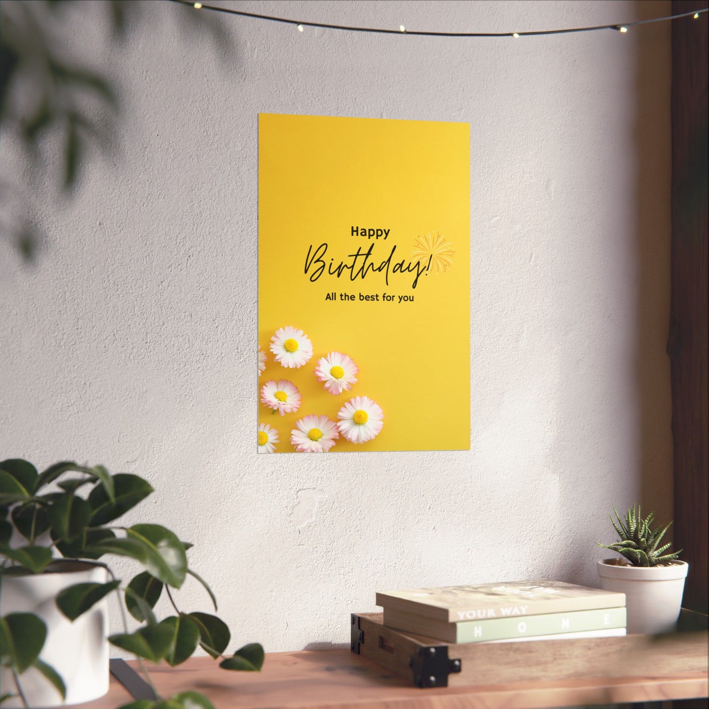 Happy Birthday Matte Poster - Bright Floral Design